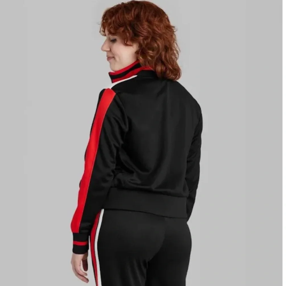 Wild Fable Track Jacket Retro Full Zip-Up - Black Red White Stripe